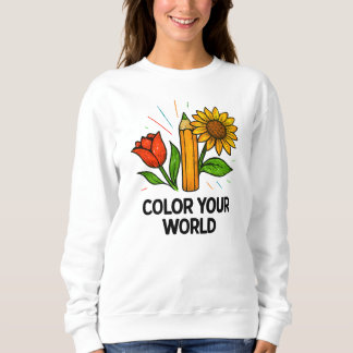 Färgning av Bok Sweatshirt - Flower Art Älskare T Shirt