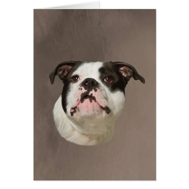 Färgning av Bulldog Vatten Färg Art Hälsningskort (Framsidan)