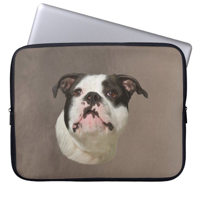Färgning av Bulldog Vatten Färg Art Laptop Fodral (Framsidan)