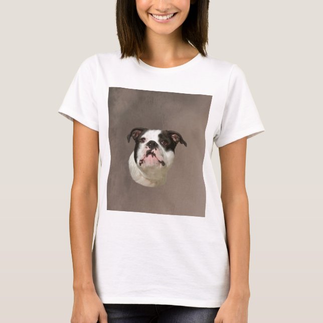 Färgning av Bulldog Vatten Färg Art T-shirt (Framsida)