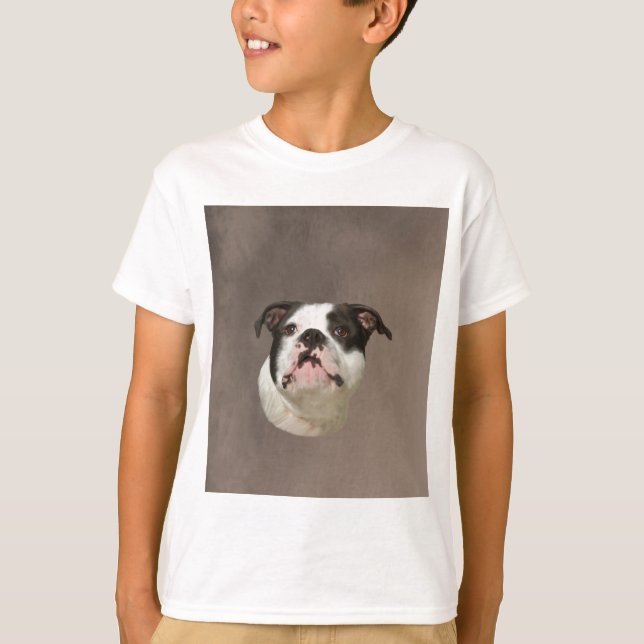 Färgning av Bulldog Vatten Färg Art T-shirt (Framsida)
