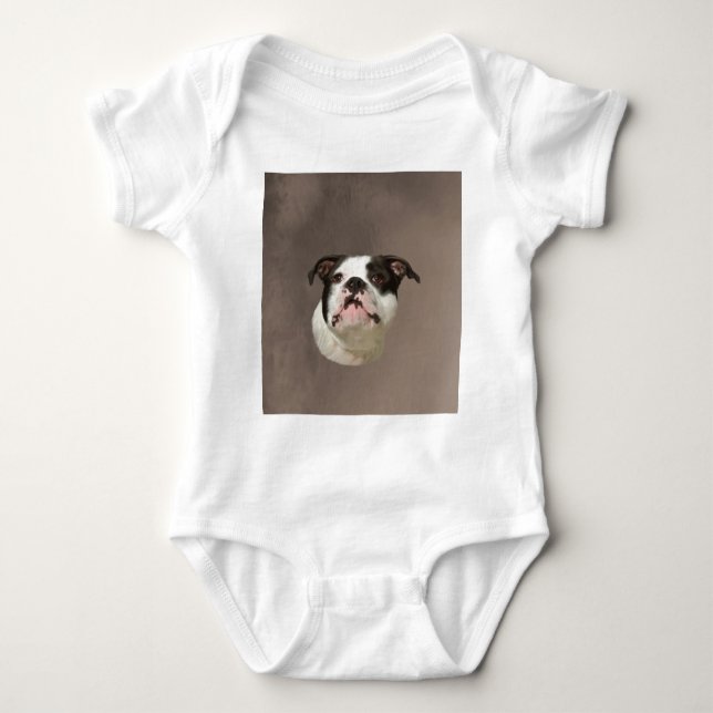 Färgning av Bulldog Vatten Färg Art Tee Shirt (Framsida)