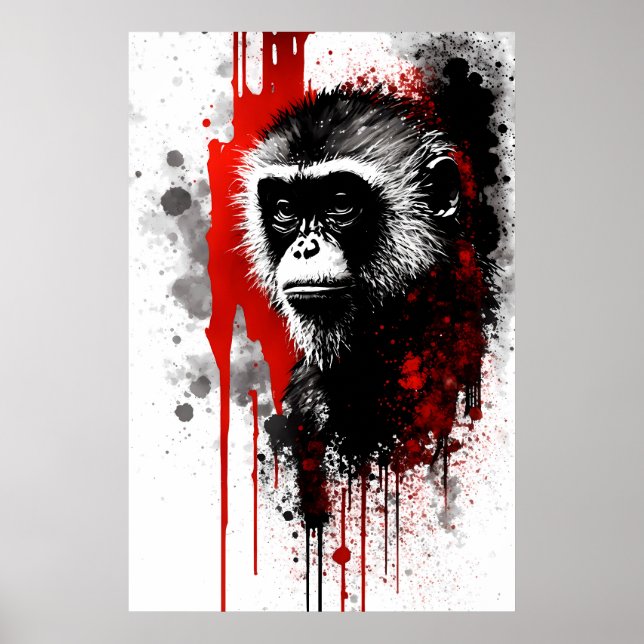 Färgning av Capuchin Monkey Bläck Poster (Framsidan)