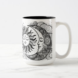 Färgning av Celestial Sol Måne och Stars Anpassnin Två-Tonad Mugg