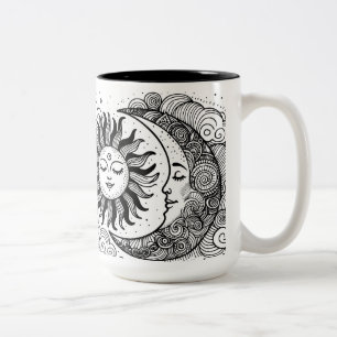 Färgning av Celestial Sol Måne och Stars Anpassnin Två-Tonad Mugg