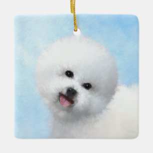 Färgning av citattecken - Cute Original Hund Art Julgransprydnad Keramik
