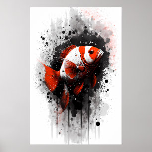 Färgning av clownfish Bläck Poster