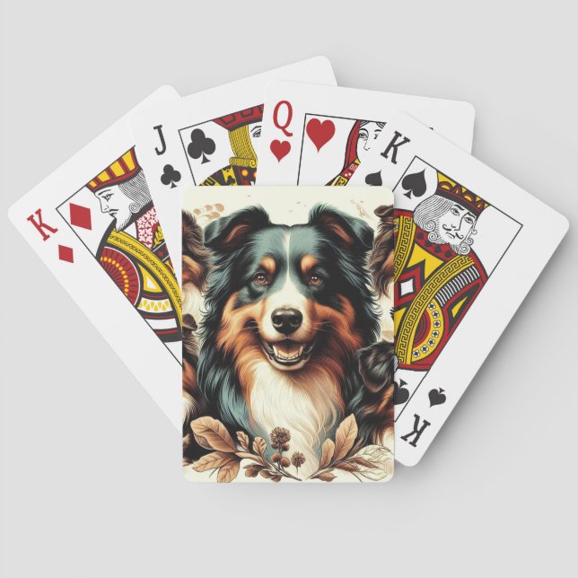 Färgning av Cute Australian shepherd Casinokort (Baksidan)