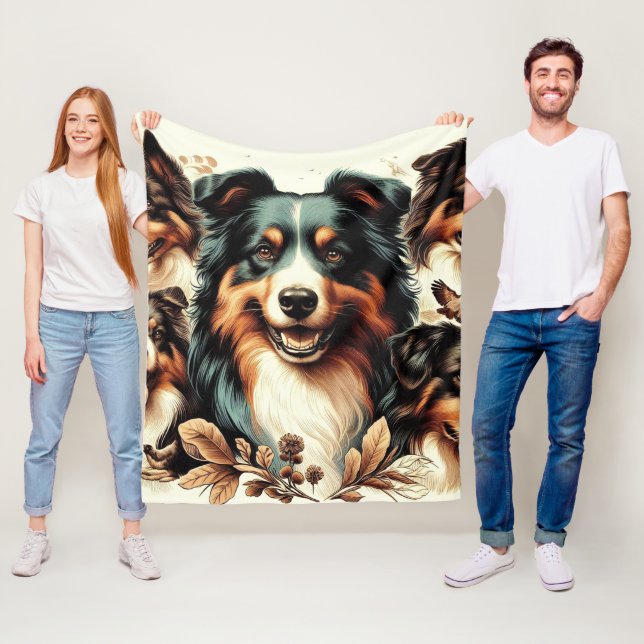 Färgning av Cute Australian shepherd Fleecefilt (På plats)