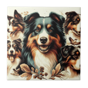 Färgning av Cute Australian shepherd Kakelplatta