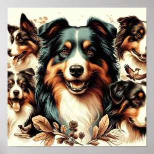 Färgning av Cute Australian shepherd Poster