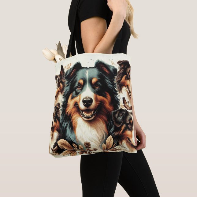 Färgning av Cute Australian shepherd Tygkasse (Närbild)