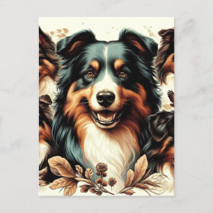 Färgning av Cute Australian shepherd Vykort