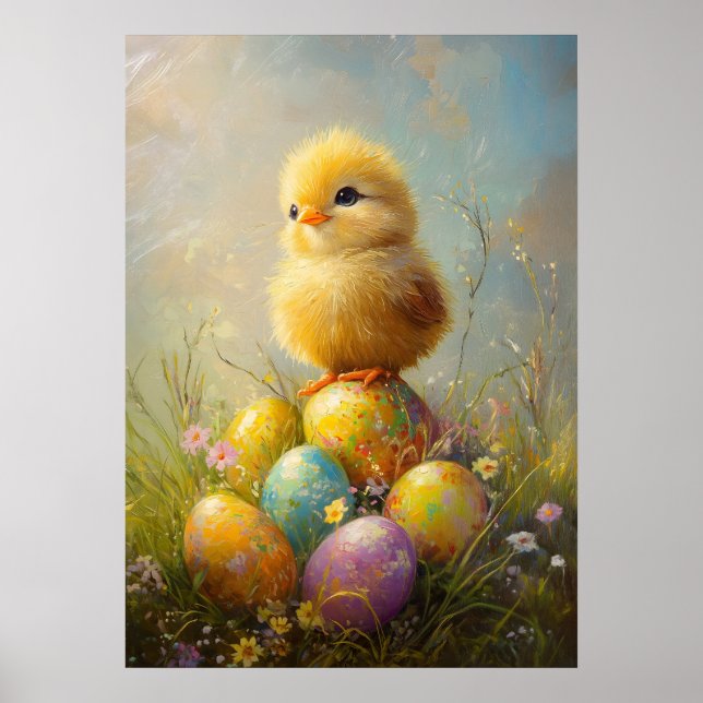 Färgning av Cute Chick Påsk Poster (Framsidan)
