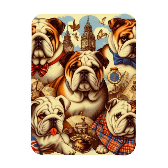 Färgning av Cute English Bulldog Magnet (Vertikal)