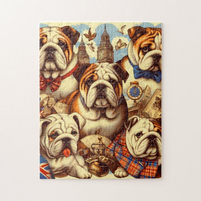 Färgning av Cute English Bulldog Pussel (Vertikal)