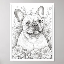 Färgning av Cute Fransk Bulldog-Hund Poster