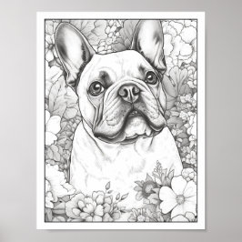 Färgning av Cute Fransk Bulldog-Hund Poster