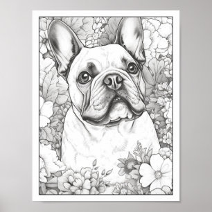 Färgning av Cute Fransk Bulldog-Hund Poster