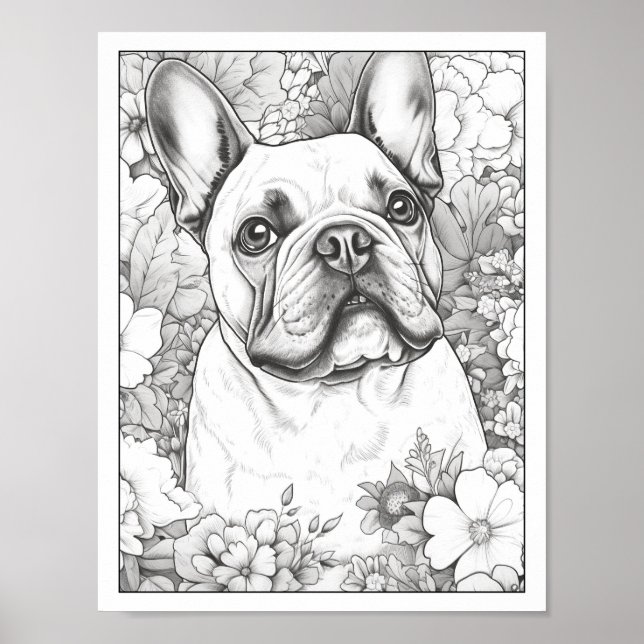 Färgning av Cute Fransk Bulldog-Hund Poster (Framsidan)