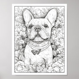 Färgning av Cute Fransk Bulldog-Hund Poster