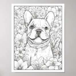 Färgning av Cute Fransk Bulldog-Hund Poster