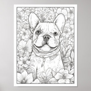 Färgning av Cute Fransk Bulldog-Hund Poster