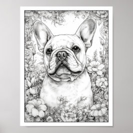 Färgning av Cute Fransk Bulldog-Hund Poster