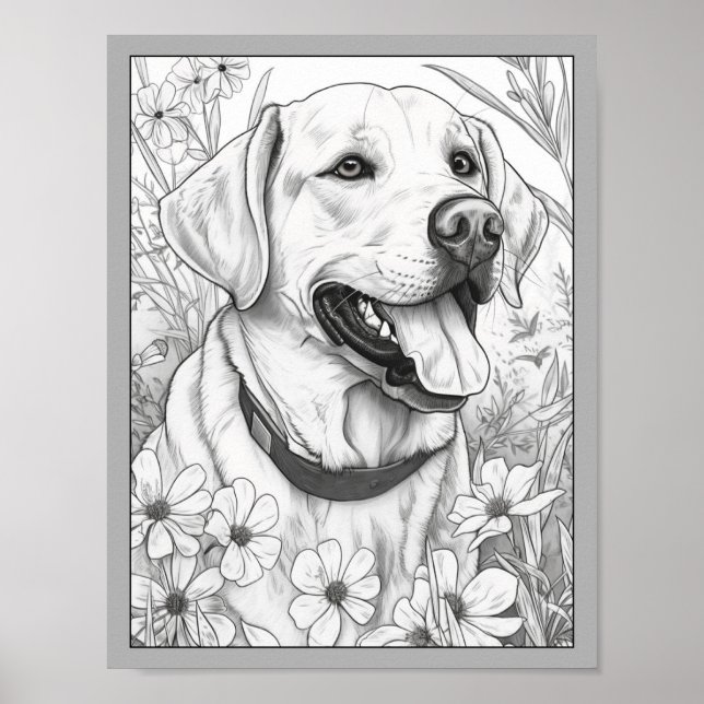 Färgning av Cute Labrador Retriever-Hund Poster (Framsidan)
