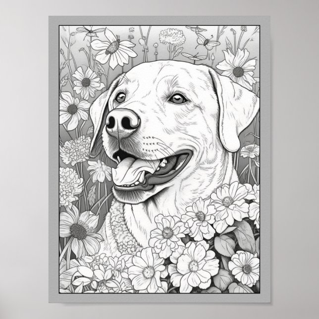 Färgning av Cute Labrador Retriever-Hund Poster (Framsidan)
