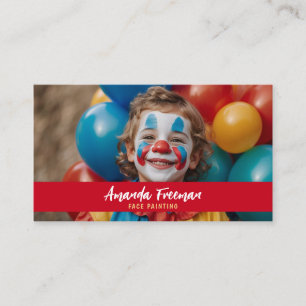 Färgning av Cute Red och Gult Clown Ansikte Visitkort