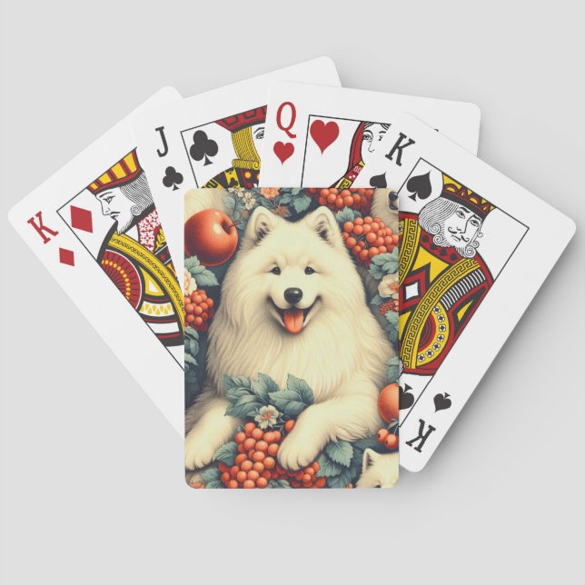 Färgning av Cute Samoyed Blommigt Casinokort (Baksidan)
