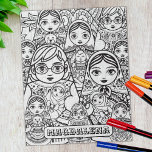 Färgning av Cute Slavic Folk Art Nests Dolls Vuxen Pussel<br><div class="desc">Söt kapslingsdockor gör familjen svart och vit Slavic folkkonst för färgning med anpassade namn för en unik personlig för vilken tillfälle som helst.</div>
