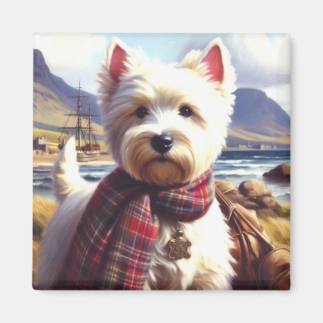 Färgning av Cute Väster Highland White Terrier Magnet (Framsidan)
