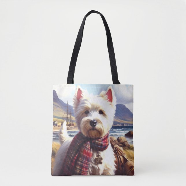 Färgning av Cute Väster Highland White Terrier Tygkasse (Framsida)