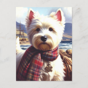 Färgning av Cute Väster Highland White Terrier Vykort