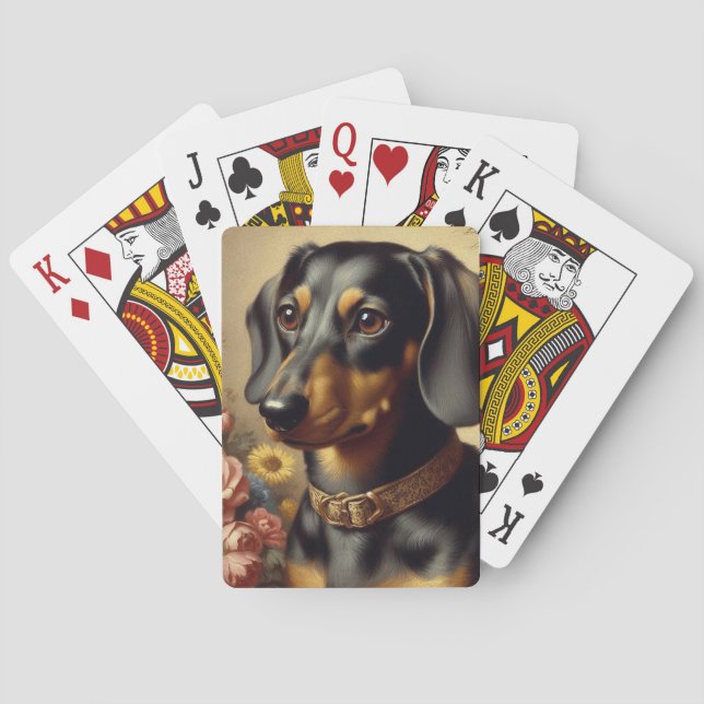 Färgning av Cute Vintage Dachshund Casinokort (Baksidan)