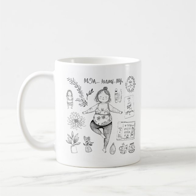 Färgning av Cute Yoga Mamma Kaffemugg (Vänster)