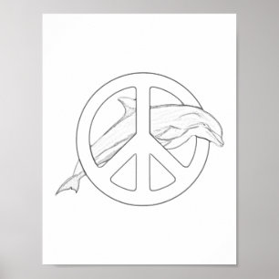Färgning av delfinFredsteckenets Vuxen Poster