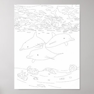 Färgning av delfinPodens Vuxen Poster