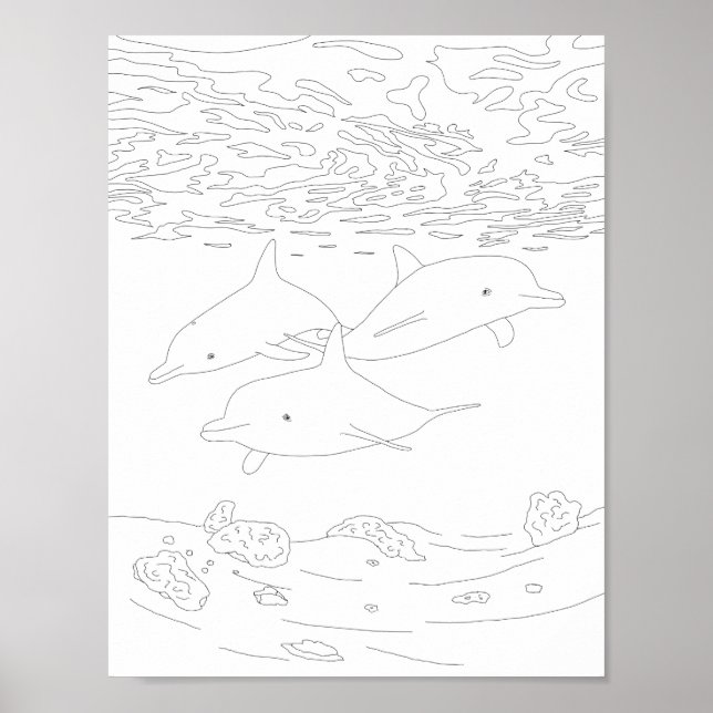 Färgning av delfinPodens Vuxen Poster (Framsidan)