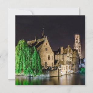 Färgning av den gamla staden Bruges och Belfry tor