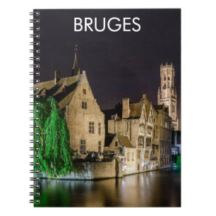 Färgning av den gamla staden Bruges och Belfry tor Anteckningsbok