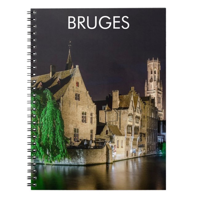 Färgning av den gamla staden Bruges och Belfry tor Anteckningsbok (Framsidan)