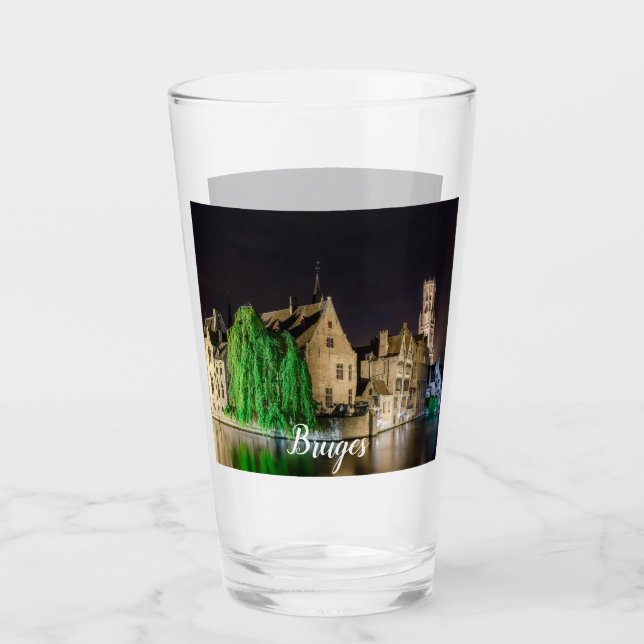 Färgning av den gamla staden Bruges och Belfry tor Glaskopp (Framsida)