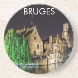 Färgning av den gamla staden Bruges och Belfry tor Underlägg