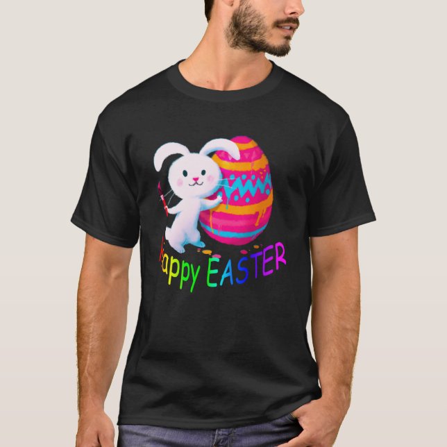 Färgning av Egg Hunt Fille i Glad påsk T Shirt (Framsida)