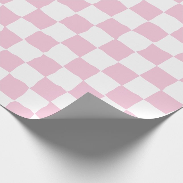 Färgning av elegant Vit och Rosa Checkerboard Presentpapper (Hörn)