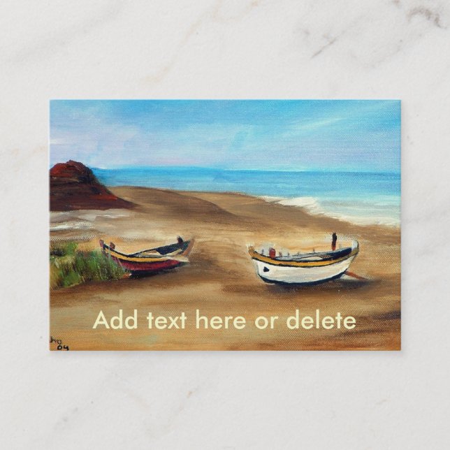 Färgning av en gammal fiskefartyg på stranden visitkort (Framsida)