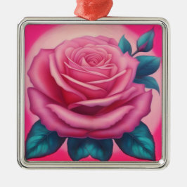 Färgning av en innersta rosa ros julgransprydnad metall